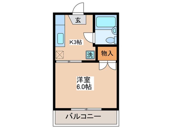 パインヒルハイム(1K/2階)の間取り写真