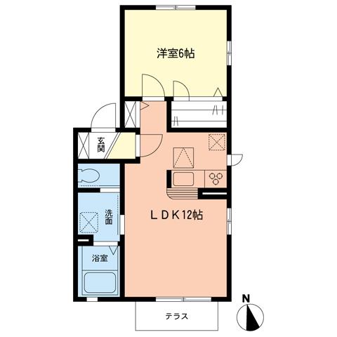 グリーンヒルズ(1LDK/1階)の間取り写真