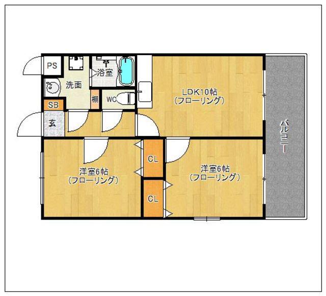 プレスティージュ壱番館(2LDK/2階)の間取り写真