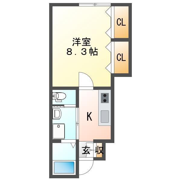 MAISON DE RICH 堀之内南(1K/1階)の間取り写真