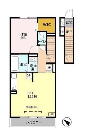 グランモア千歳烏山(1LDK/2階)の間取り写真