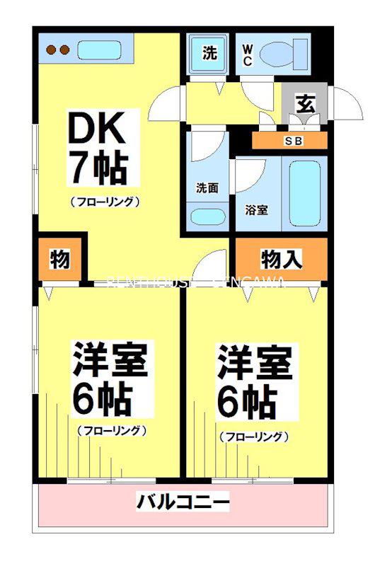 クレストコート上祖師谷(2DK/3階)の間取り写真