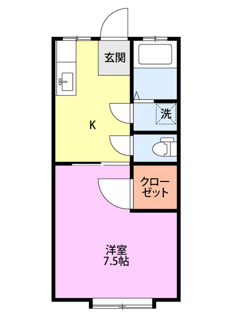 ハイツ江北(1K/1階)の間取り写真
