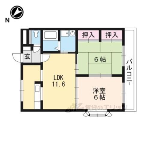 エトワールS(2LDK/2階)の間取り写真