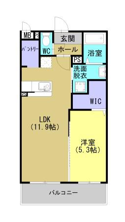 レジデンス平佐西通(1LDK/3階)の間取り写真