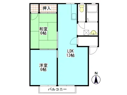 エリックス(2LDK/2階)の間取り写真