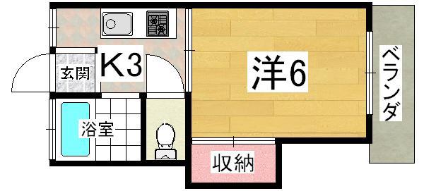 コーポ 幸(1K/2階)の間取り写真