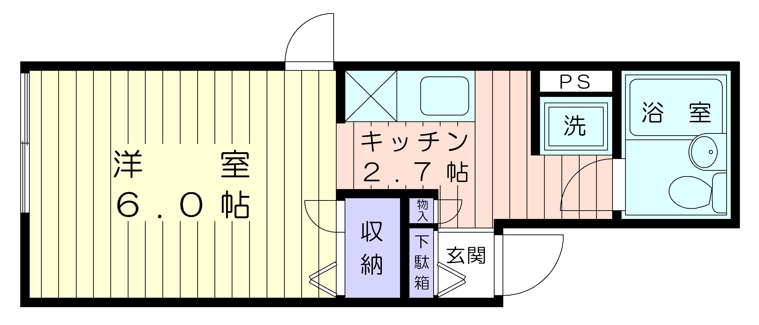 グリーンヒル御殿山(ワンルーム/2階)の間取り写真