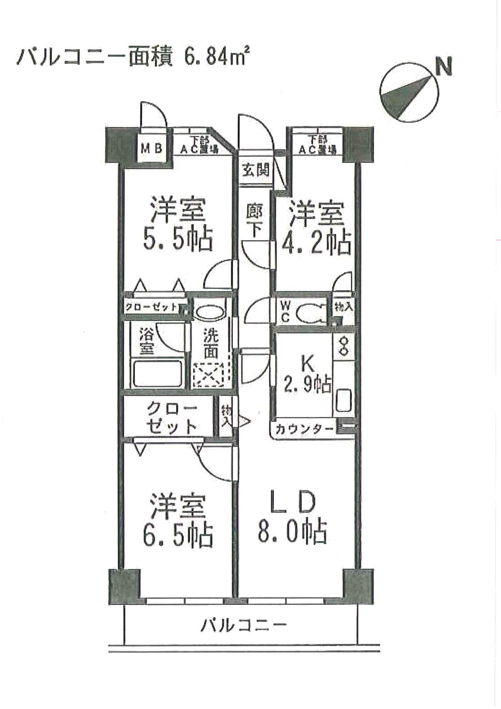 東京メトロ有楽町線 地下鉄成増駅 徒歩10分 6階建 築23年(3LDK/3階)の間取り写真