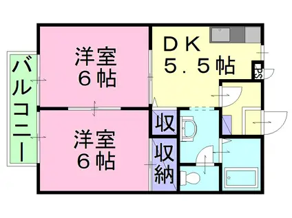 リバーサイド乙島(2DK/1階)の間取り写真