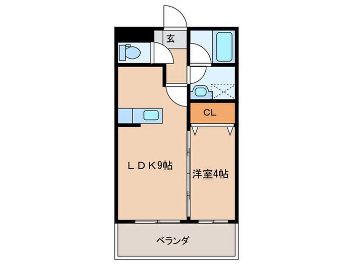 プレステージ赤間(1LDK/1階)の間取り写真