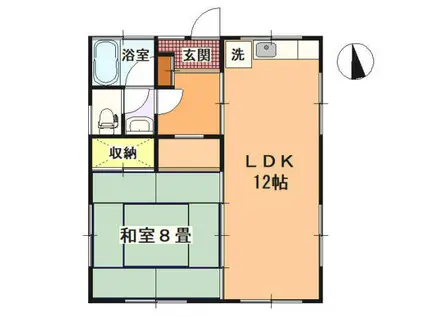 オーシャンビュー湯川(1LDK/2階)の間取り写真