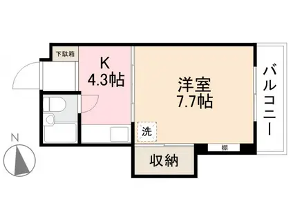 シルクアーク(1K/3階)の間取り写真