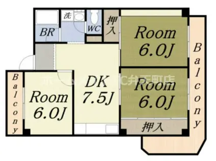 メゾンロイヤル(3DK/2階)の間取り写真