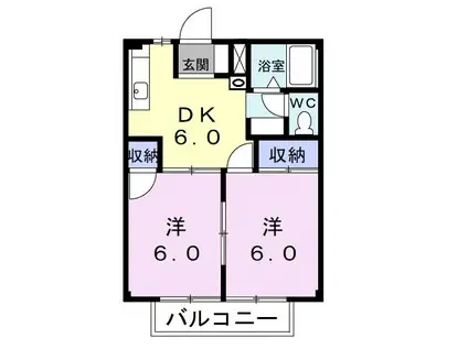アーバンハイツタカハシ(2DK/1階)の間取り写真
