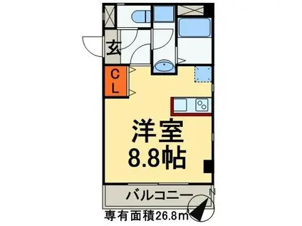 ラ・カッシーナ幕張(1K/1階)の間取り写真