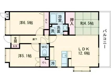 アルカサール東戸塚(3LDK/2階)の間取り写真