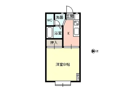 ガーデンヒル(1K/2階)の間取り写真