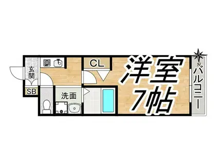 嵜本レジデンス福島(1K/9階)の間取り写真
