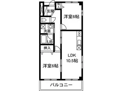 嶋田マンション(2LDK/3階)の間取り写真