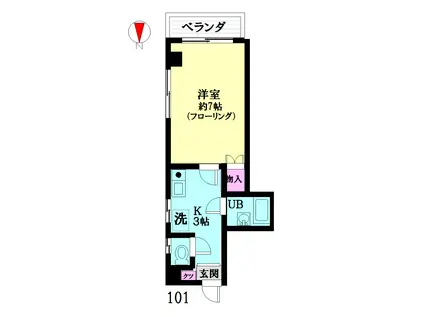 L・Bヨコヤマ(1K/1階)の間取り写真