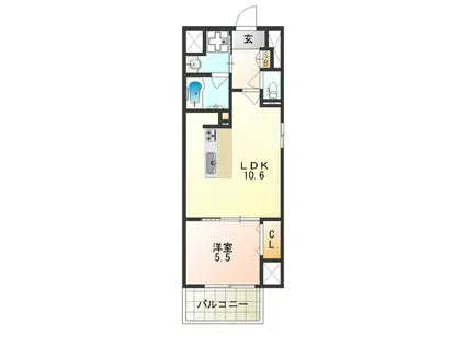 FUTURE宿院(1LDK/6階)の間取り写真