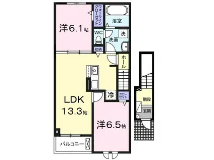 青木アパート2(2LDK/2階)の間取り写真