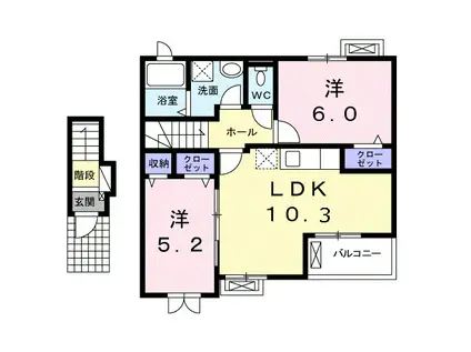 ＪＲ東海道本線 浜松駅 バス乗車時間：16分 最寄りバス停で下車 徒歩4分 2階建 築8年(2LDK/2階)の間取り写真