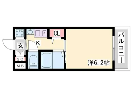 エステムコート神戸・ハーバーランド前IIIコスタリティ(1K/6階)の間取り写真