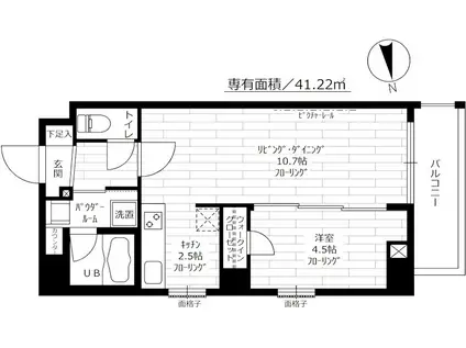 ステージグランデ神楽坂(1LDK/1階)の間取り写真