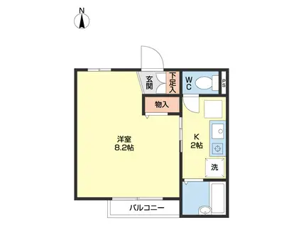 ロック・ツー(1K/2階)の間取り写真