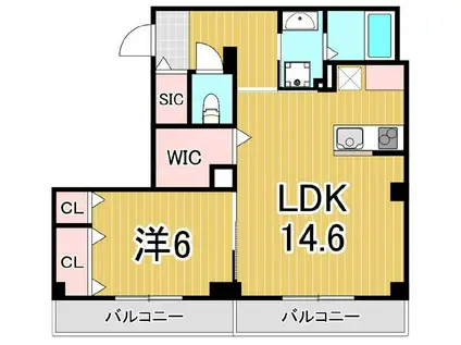  シダービレジ(1LDK/1階)の間取り写真