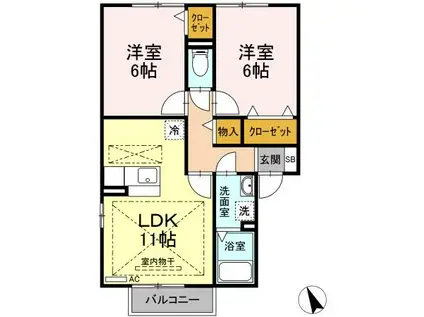 レクスト上野(2LDK/2階)の間取り写真