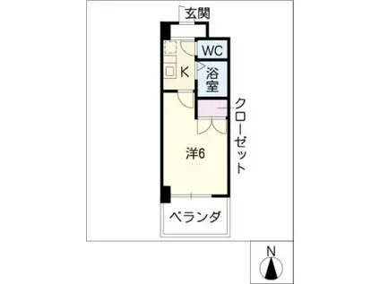 ヒサゴハイツII(1K/6階)の間取り写真