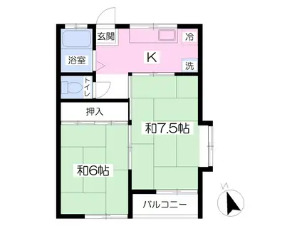 リバーサイド小松(2K/2階)の間取り写真