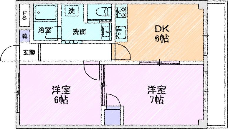 レジデンス15(2DK/3階)の間取り写真