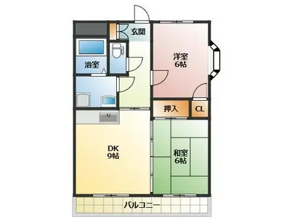 グランドール平佐22号館(2LDK/3階)の間取り写真