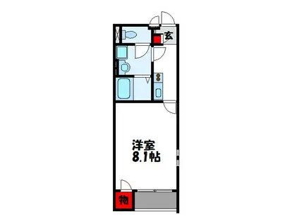 クレイノFLORA宇美II(1K/1階)の間取り写真