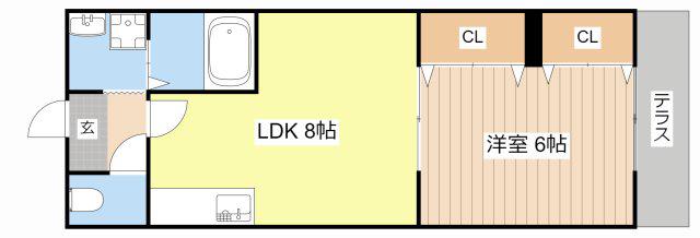セイコーズマンション日野(1DK/1階)の間取り写真