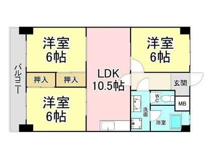 ハイツシーサイドI(3LDK/6階)の間取り写真