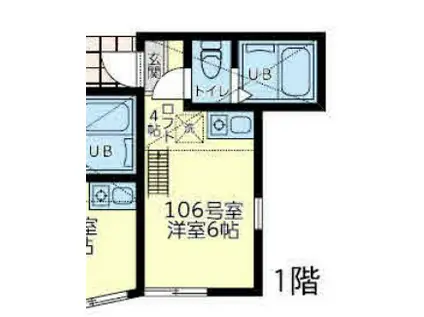 ユナイト星川シューデニッシュ(ワンルーム/1階)の間取り写真