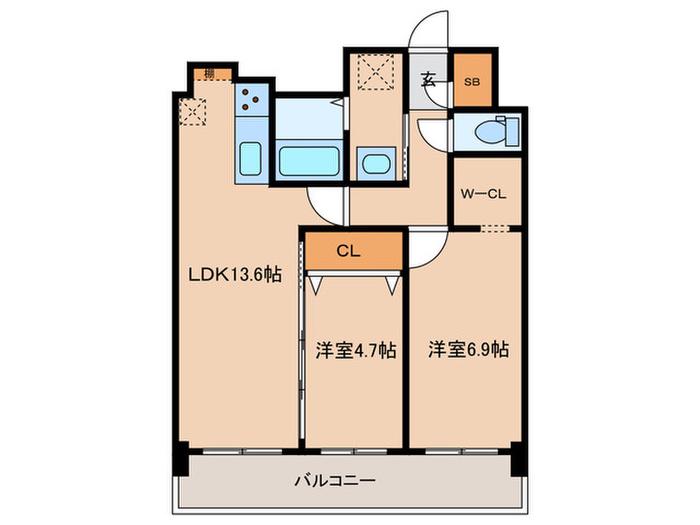 ZENITH BURGE(2LDK/4階)の間取り写真