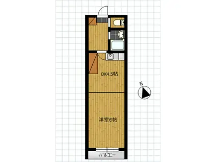 ロイヤルヒルズ銀杏町(1DK/3階)の間取り写真