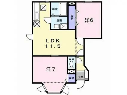 アムールハザカD(2LDK/1階)の間取り写真