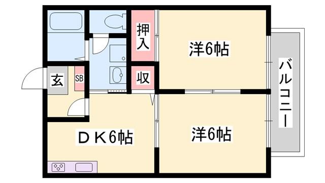 サンライズM(2DK/1階)の間取り写真