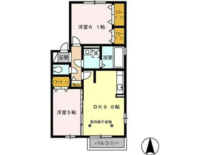 アルカンシエル(2DK/2階)の間取り写真