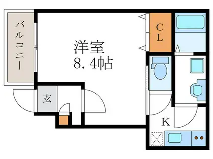 エステイトE桂川B棟(1K/1階)の間取り写真