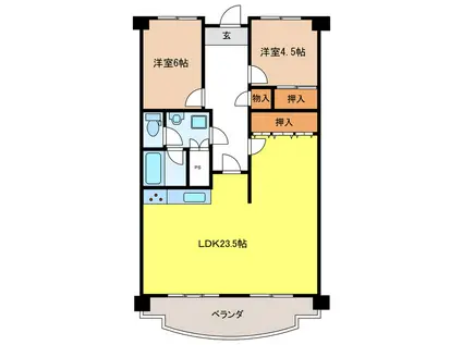 リバティ穂積(2LDK/3階)の間取り写真