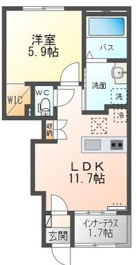 フェリーチェ・ヒマワリII(1LDK/1階)の間取り写真
