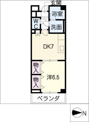 グランドール千種台(1DK/2階)の間取り写真